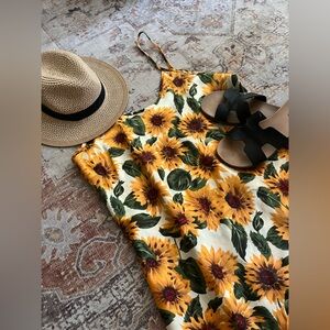 Vintage Sunflower Print Summer slip Dress